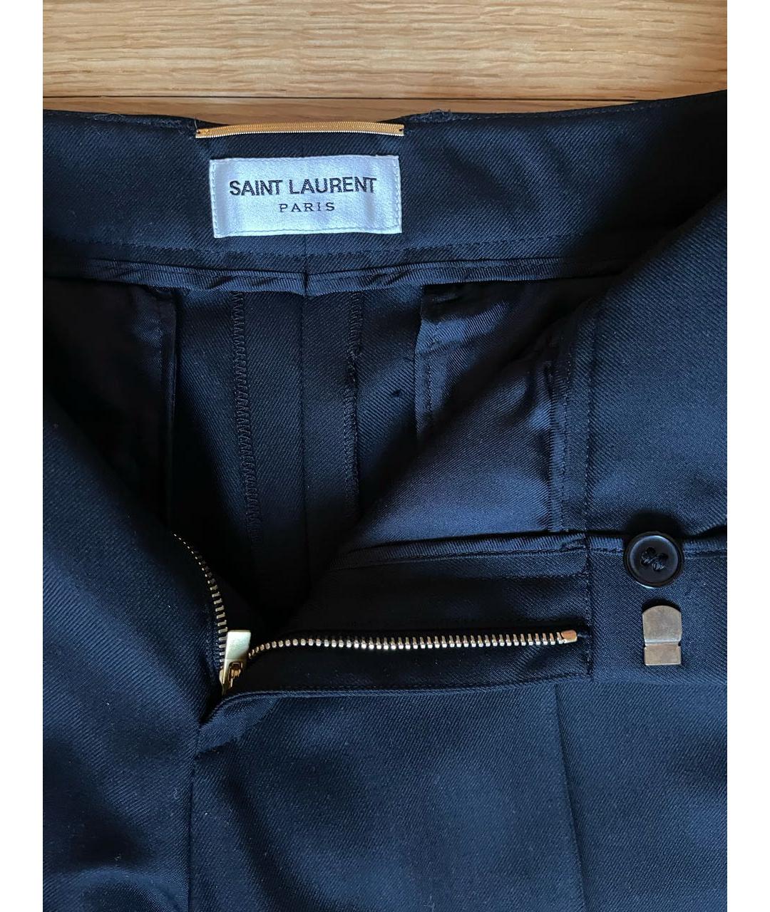 SAINT LAURENT Черные шерстяные брюки узкие, фото 3