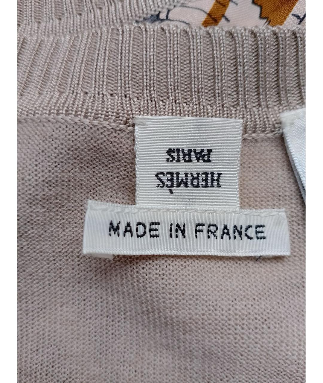 HERMES Бежевая кашемировая футболка, фото 5