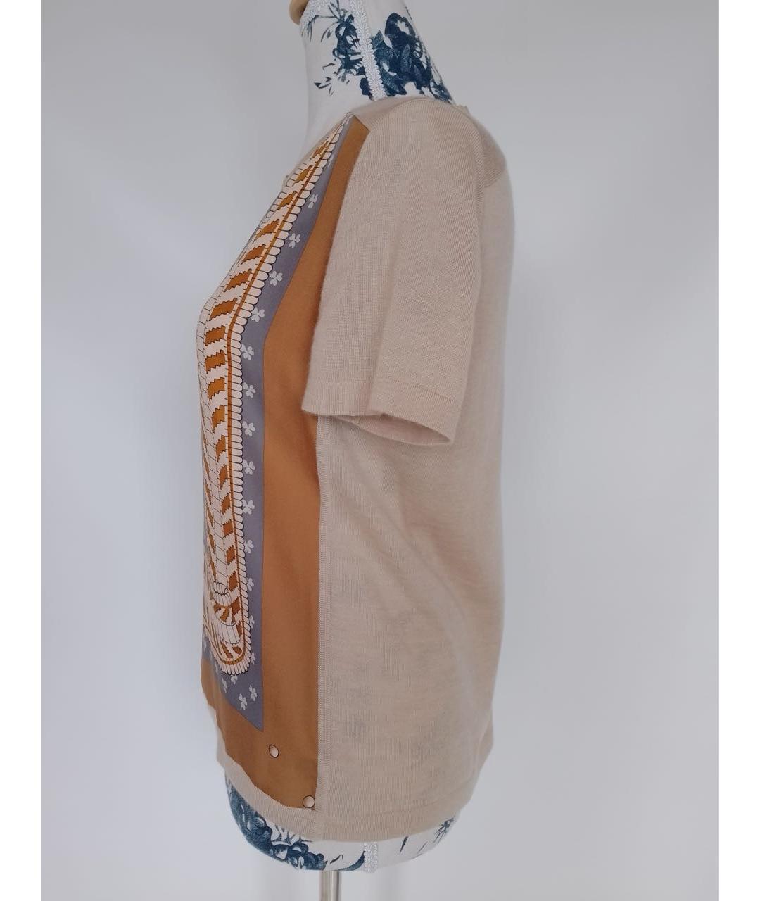 HERMES Бежевая кашемировая футболка, фото 3