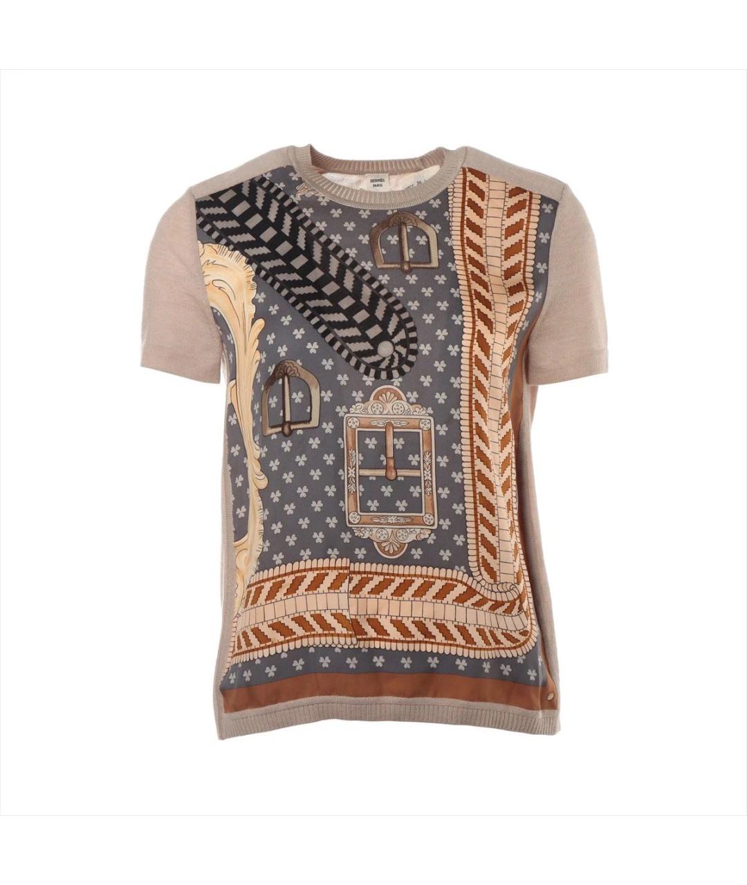 HERMES Бежевая кашемировая футболка, фото 1