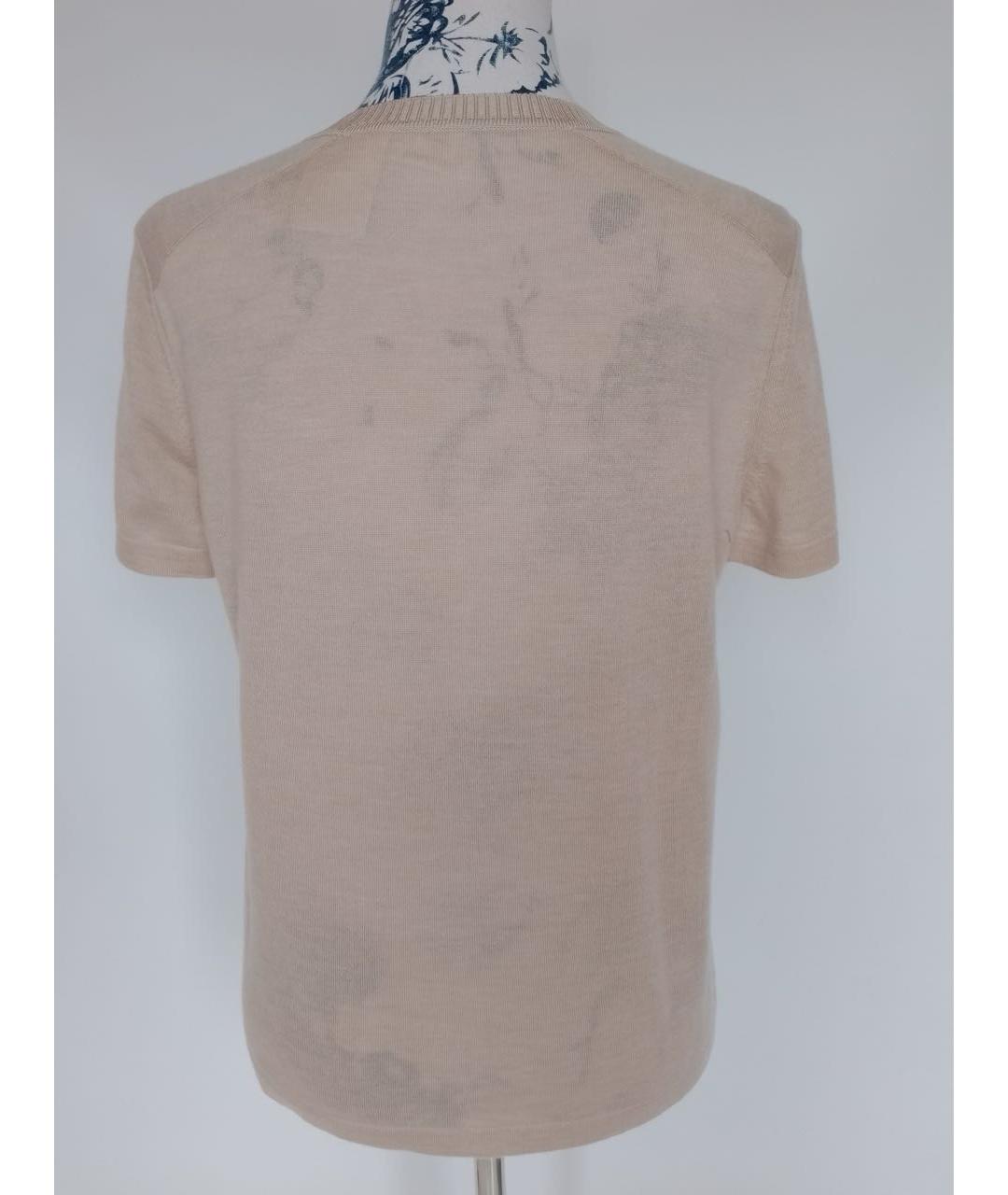 HERMES Бежевая кашемировая футболка, фото 4