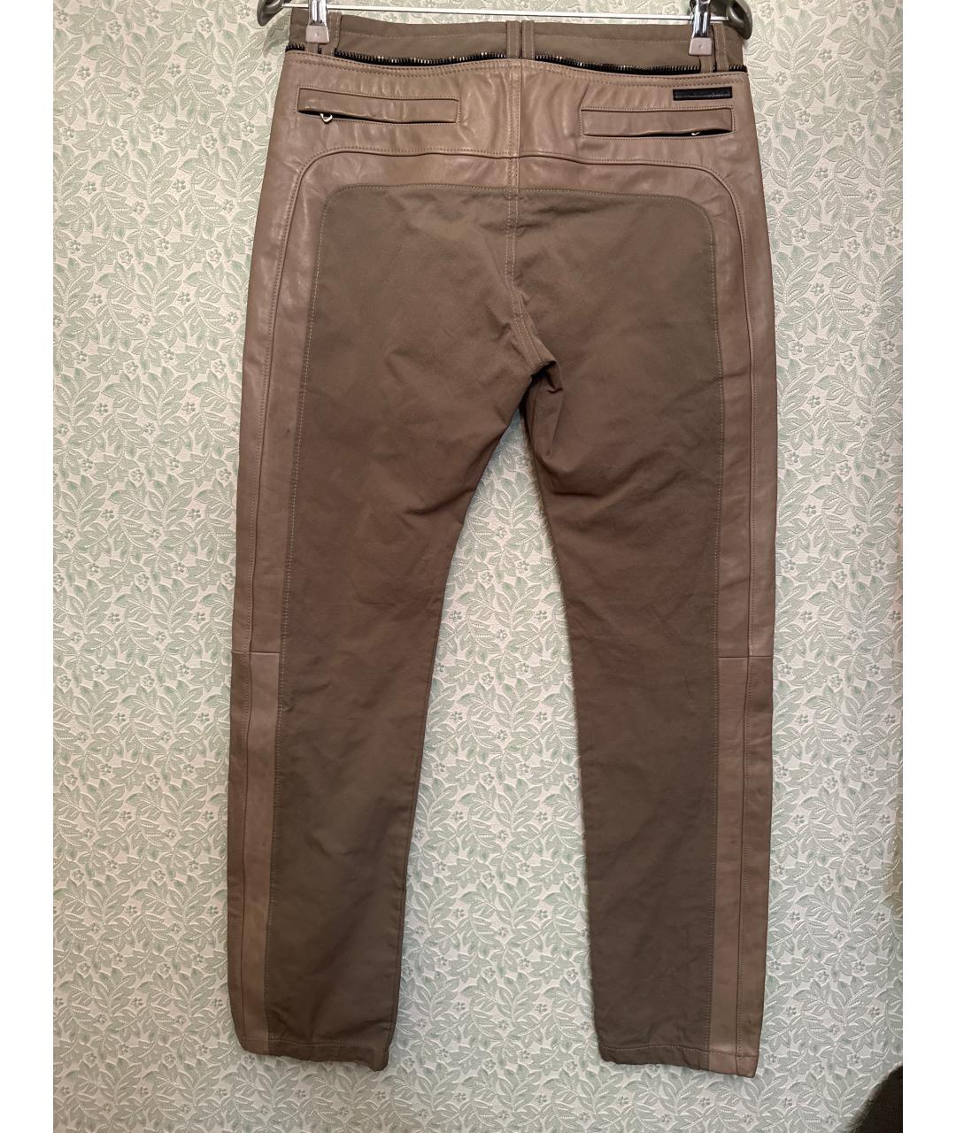 DIESEL BLACK GOLD Бежевые кожаные повседневные брюки, фото 2