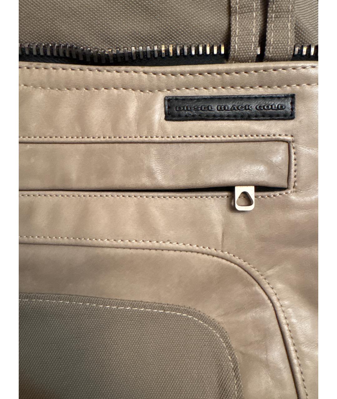 DIESEL BLACK GOLD Бежевые кожаные повседневные брюки, фото 4