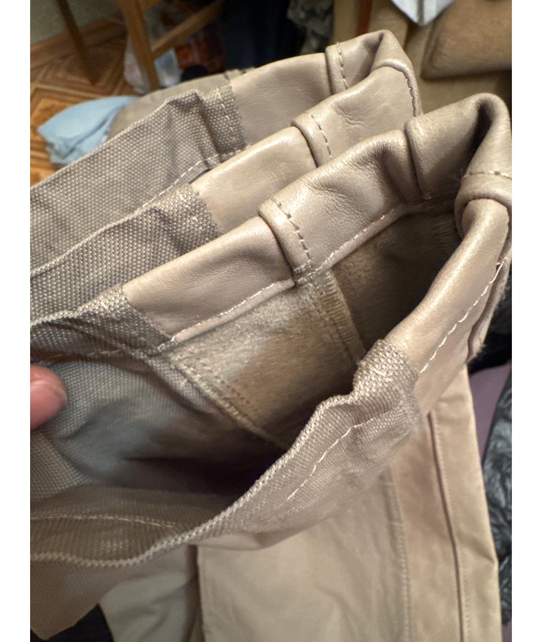 DIESEL BLACK GOLD Бежевые кожаные повседневные брюки, фото 6