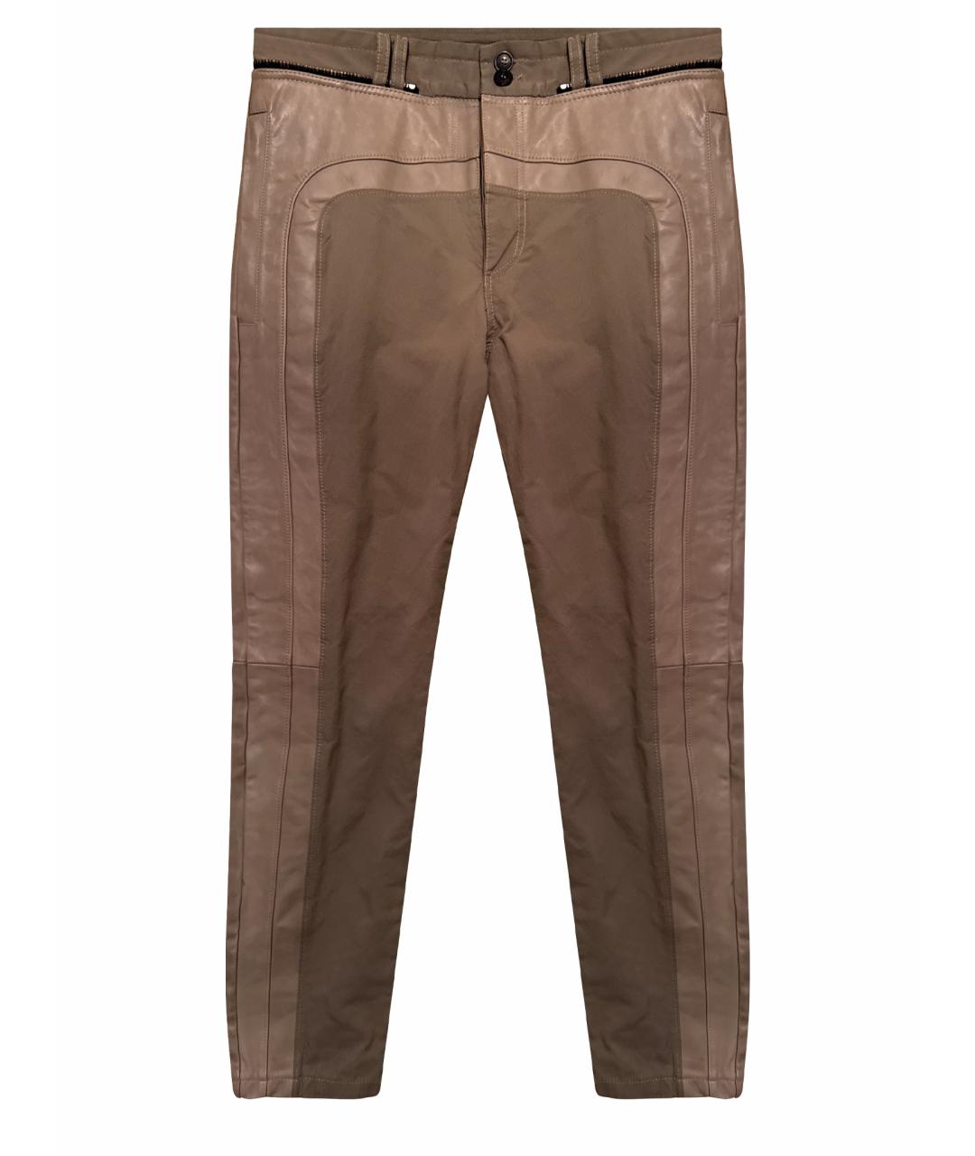 DIESEL BLACK GOLD Бежевые кожаные повседневные брюки, фото 1