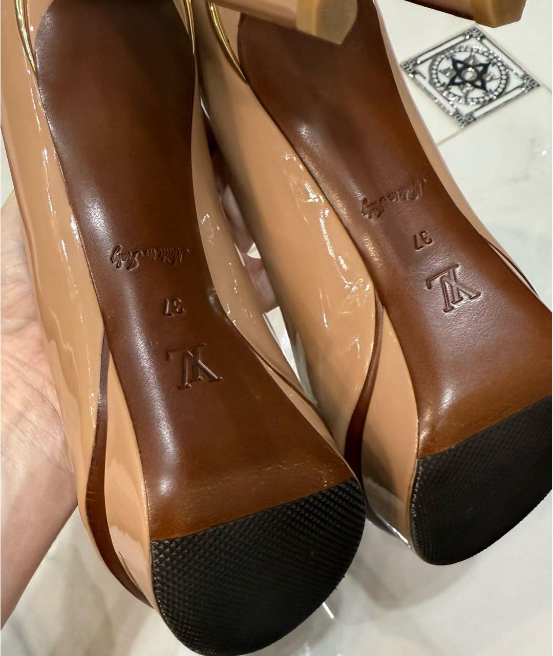 LOUIS VUITTON Бежевые туфли из лакированной кожи, фото 6