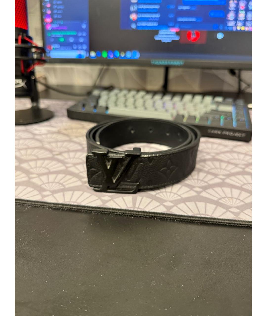 LOUIS VUITTON Черный кожаный ремень, фото 4