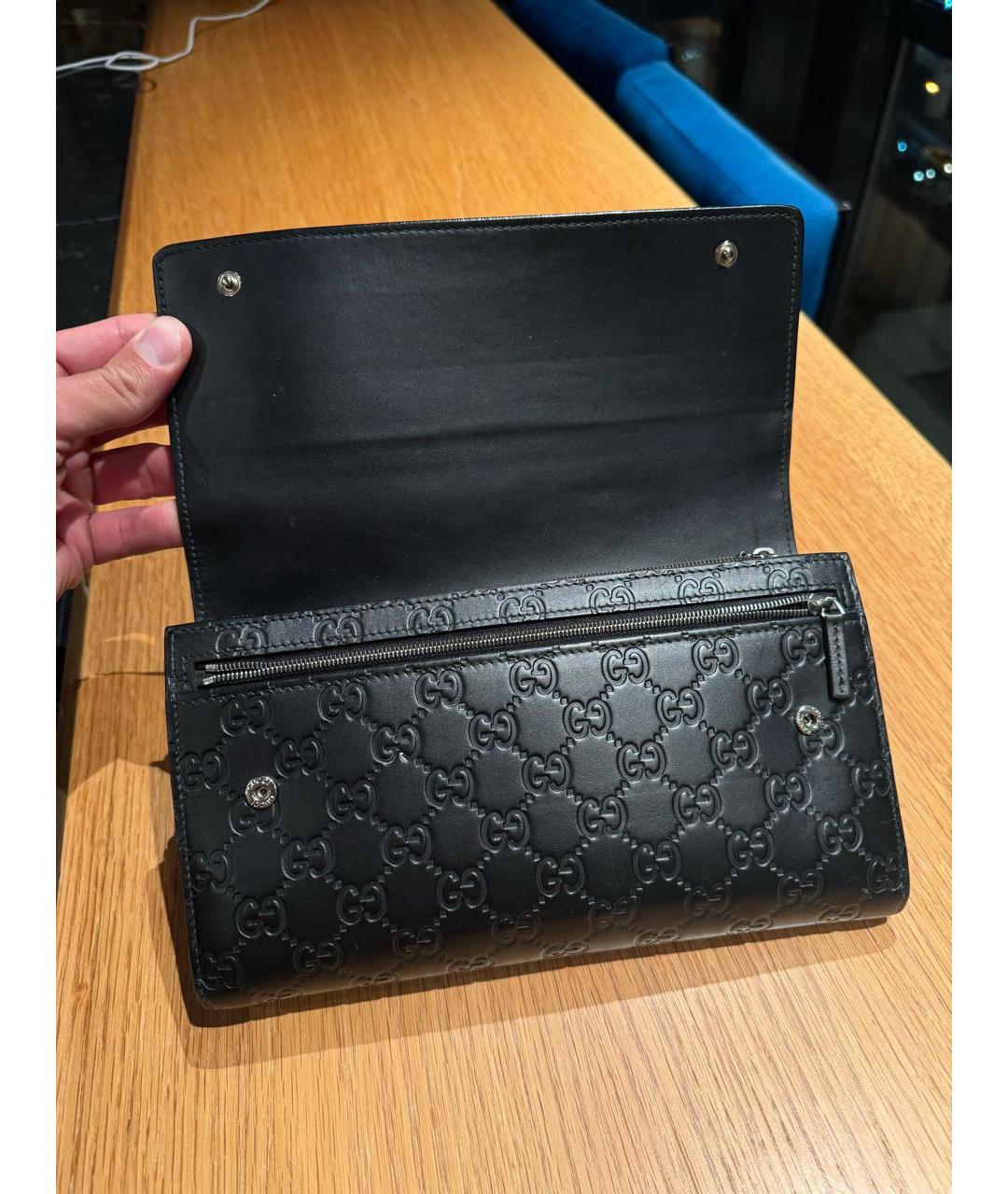 GUCCI Черный кожаный кошелек, фото 3