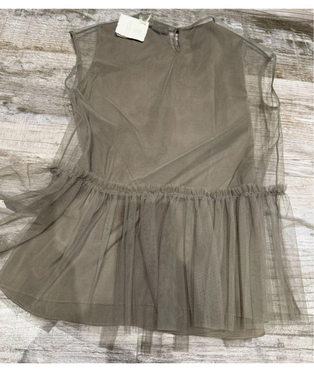 BRUNELLO CUCINELLI Хаки шелковая блузы, фото 2