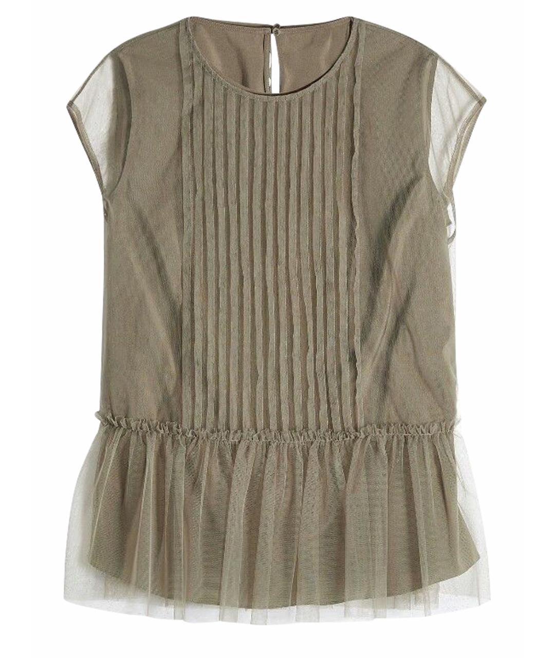 BRUNELLO CUCINELLI Хаки шелковая блузы, фото 1