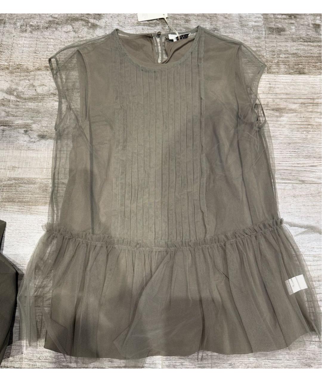 BRUNELLO CUCINELLI Хаки шелковая блузы, фото 5