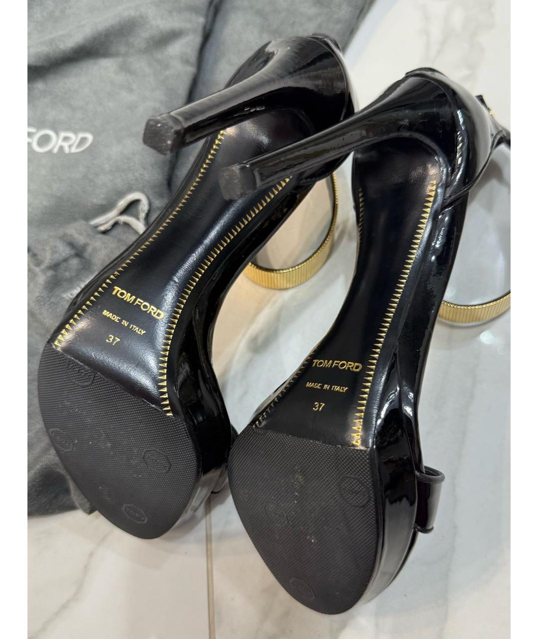 TOM FORD Черные босоножки из лакированной кожи, фото 6