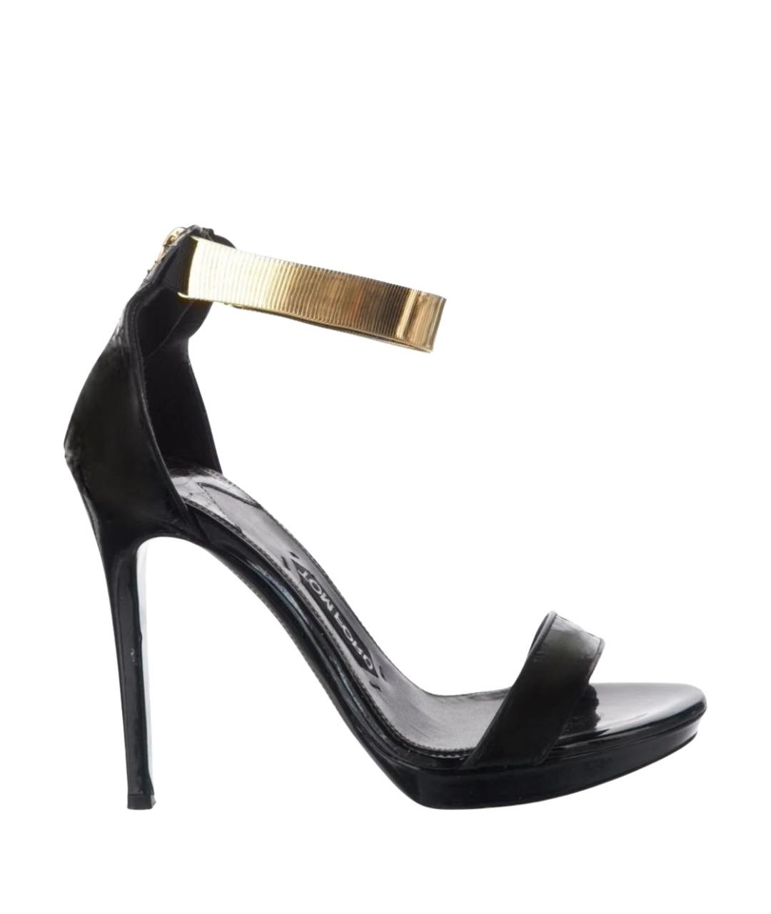 TOM FORD Черные босоножки из лакированной кожи, фото 1