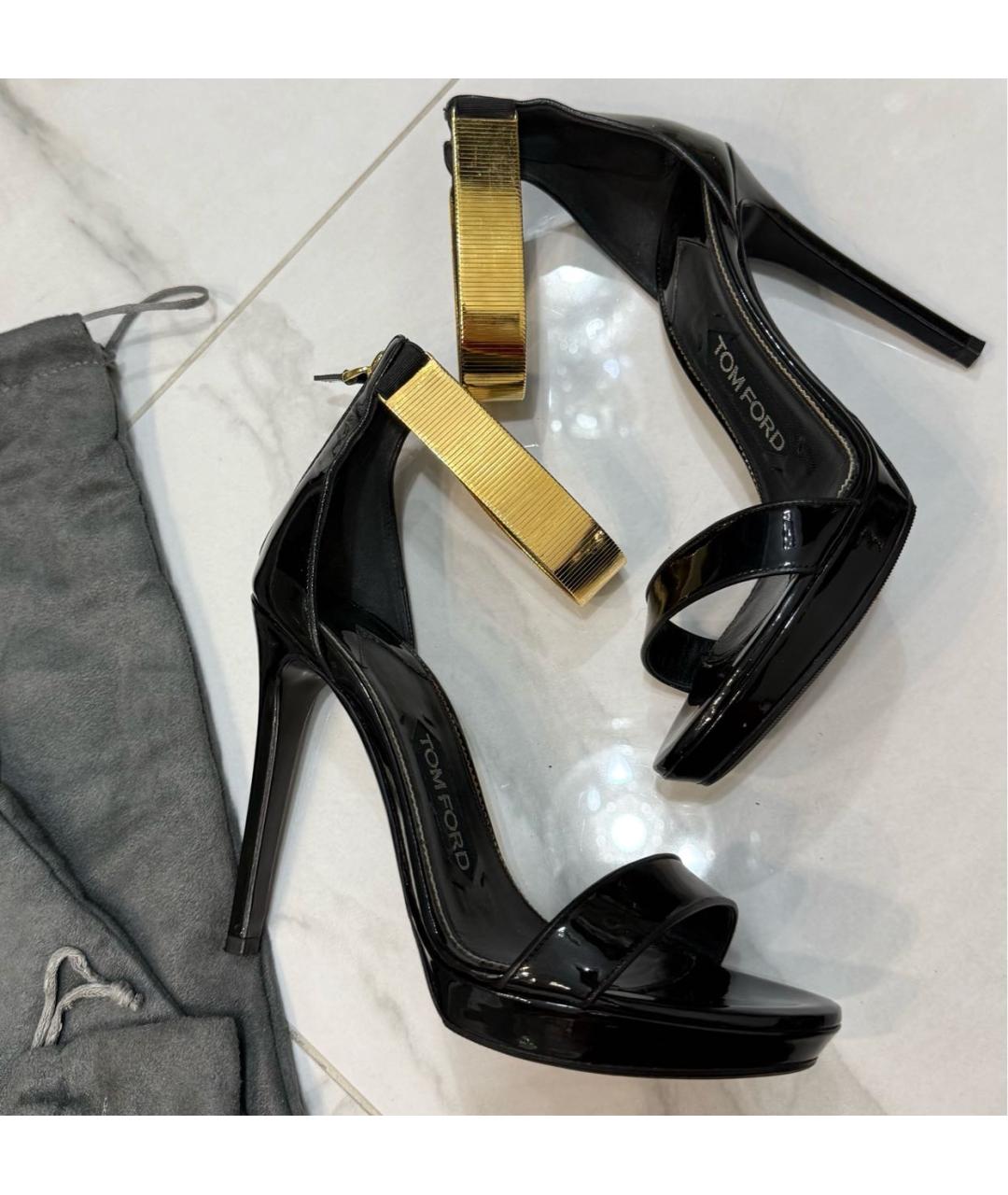 TOM FORD Черные босоножки из лакированной кожи, фото 8