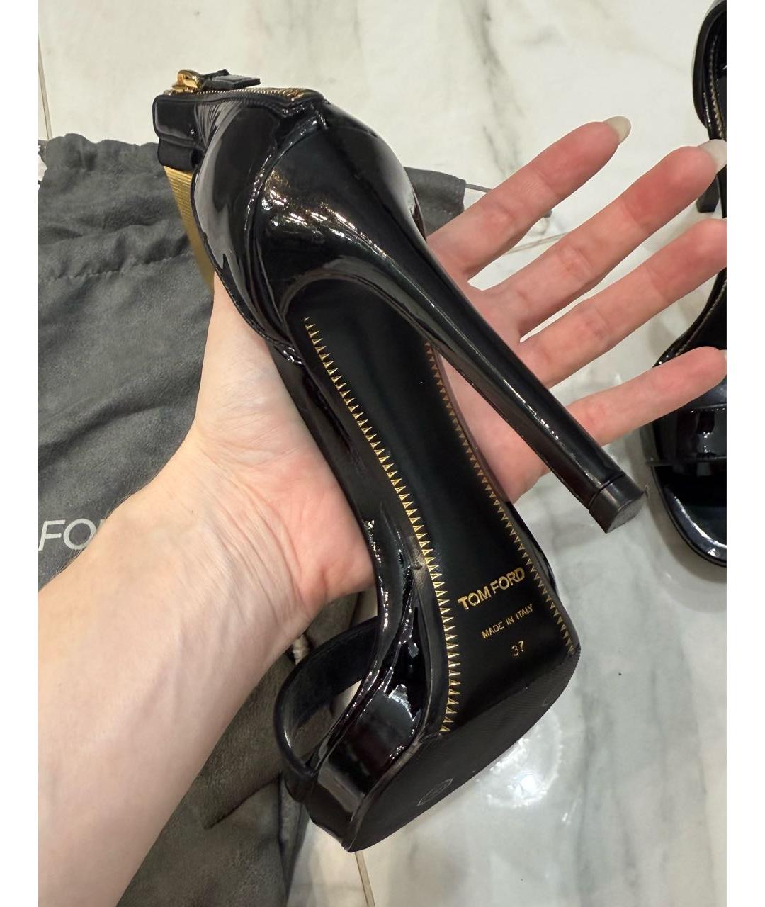 TOM FORD Черные босоножки из лакированной кожи, фото 3