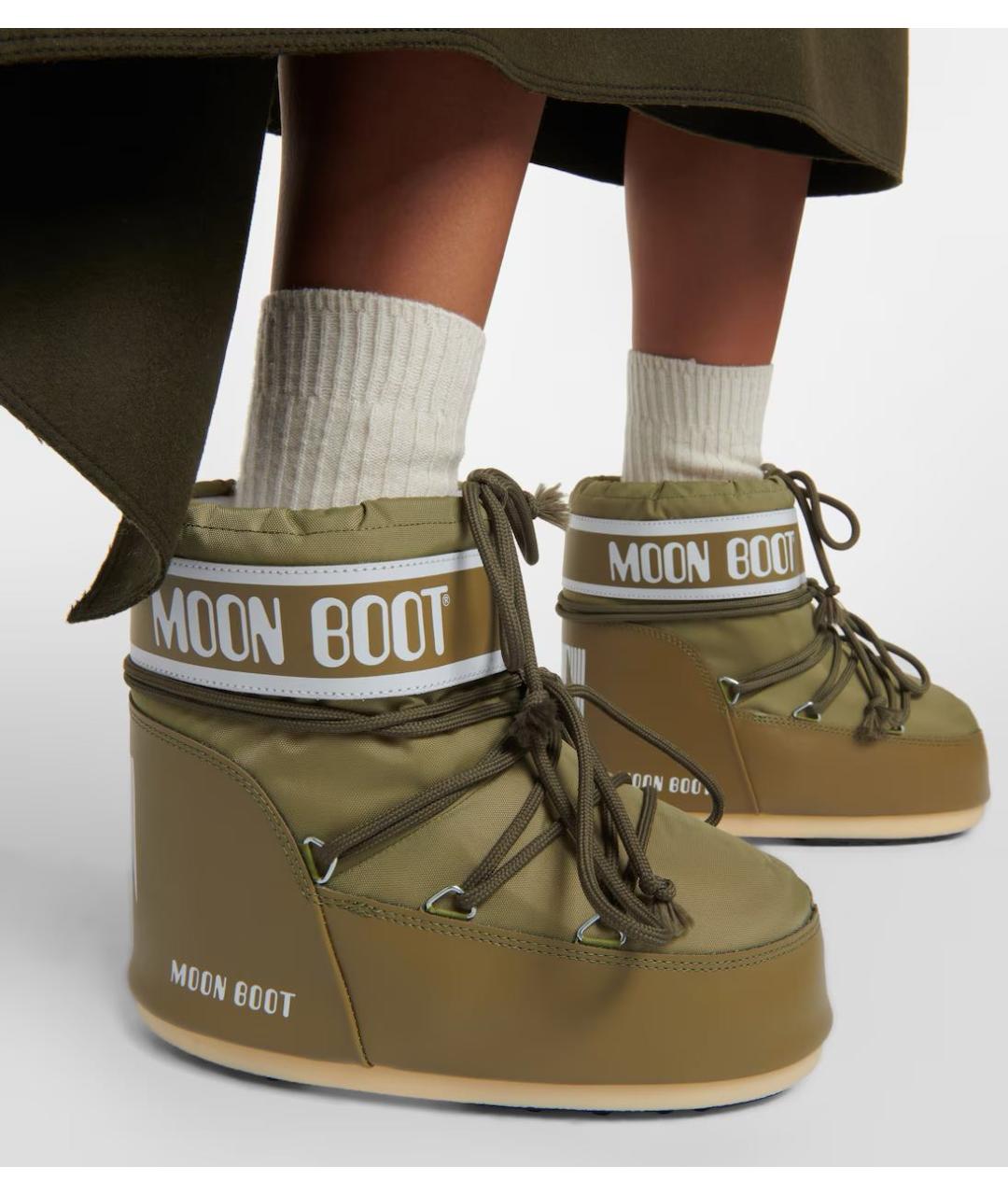 MOON BOOT Хаки текстильные ботинки, фото 4