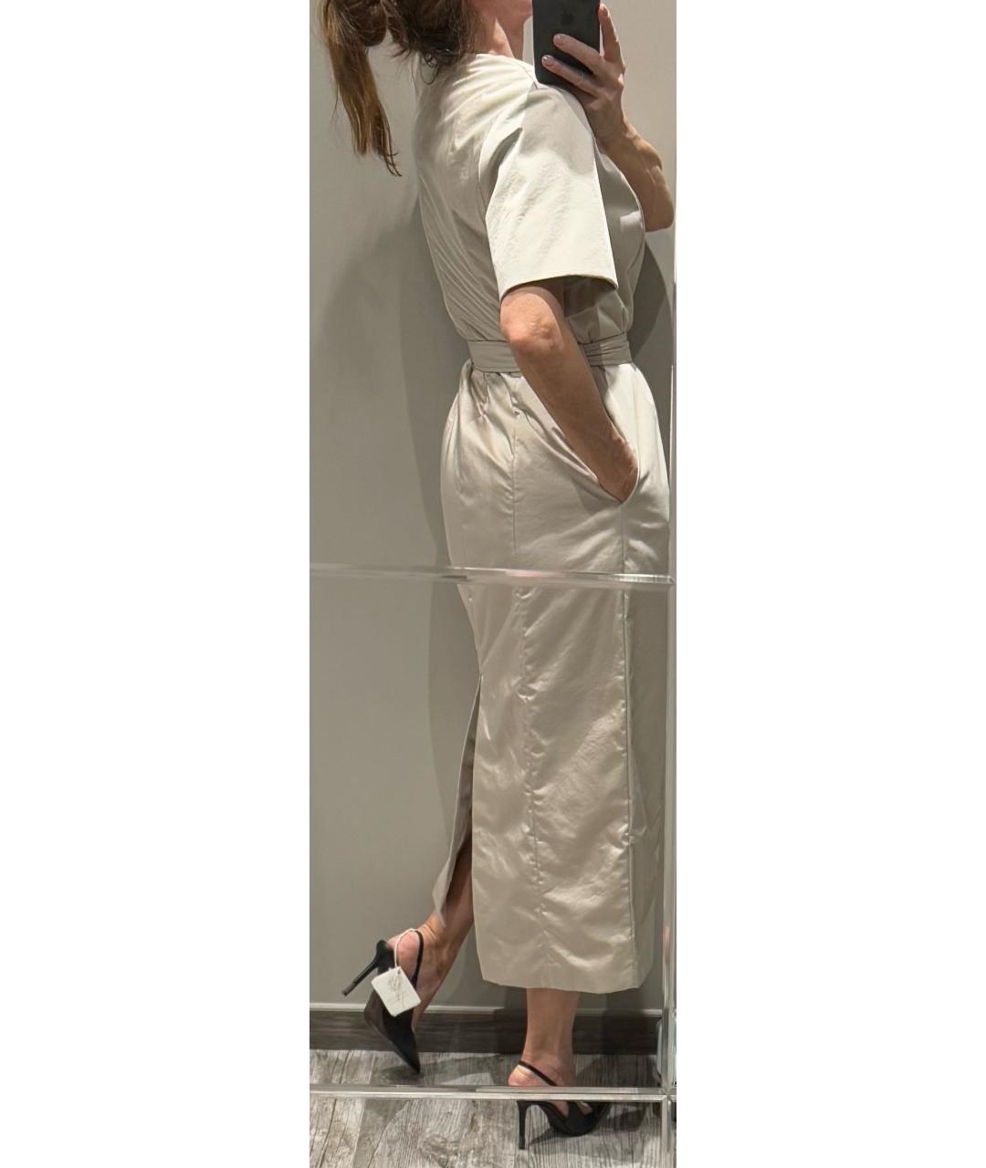 BRUNELLO CUCINELLI Бежевое полиэстеровое повседневное платье, фото 4