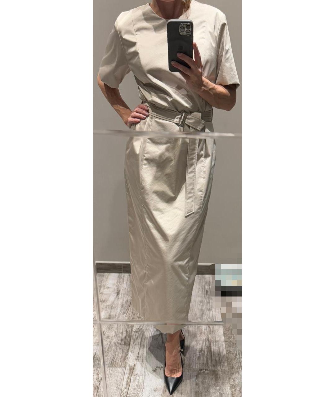 BRUNELLO CUCINELLI Бежевое полиэстеровое повседневное платье, фото 6