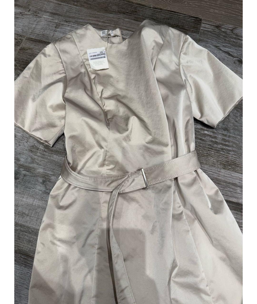 BRUNELLO CUCINELLI Бежевое полиэстеровое повседневное платье, фото 3