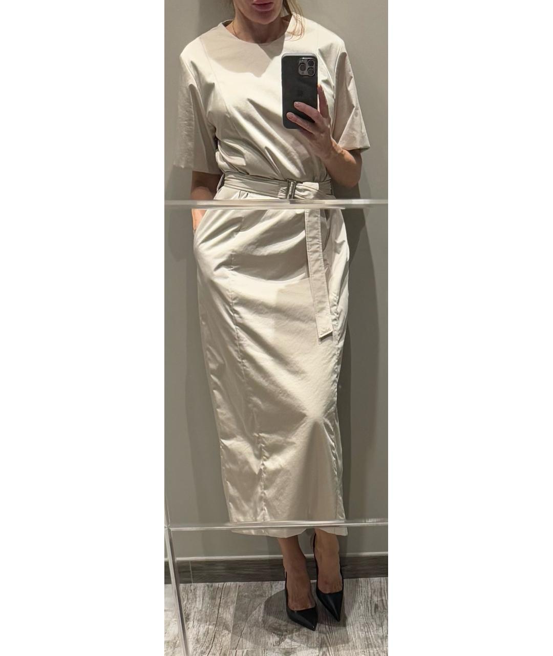 BRUNELLO CUCINELLI Бежевое полиэстеровое повседневное платье, фото 7