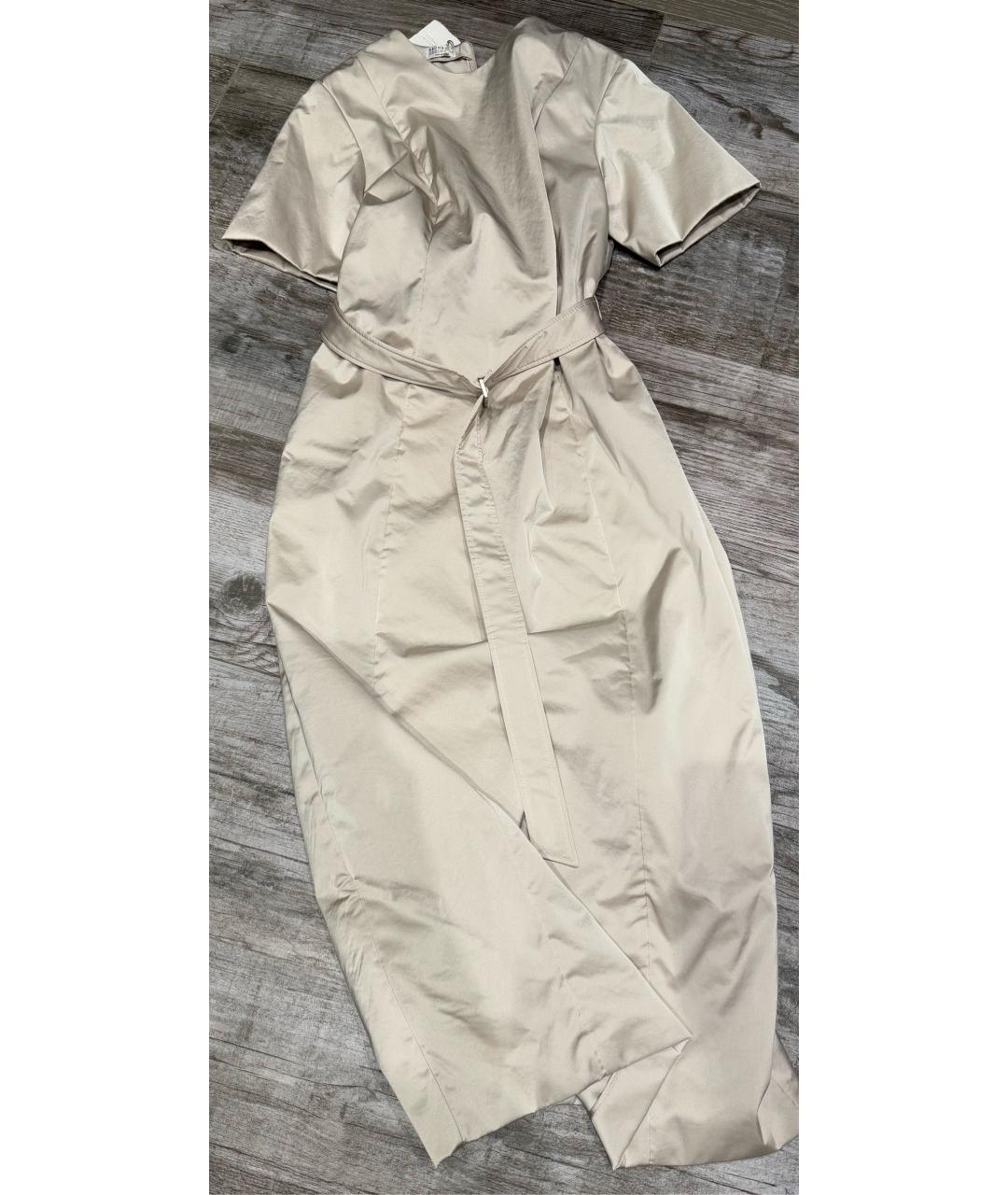 BRUNELLO CUCINELLI Бежевое полиэстеровое повседневное платье, фото 8