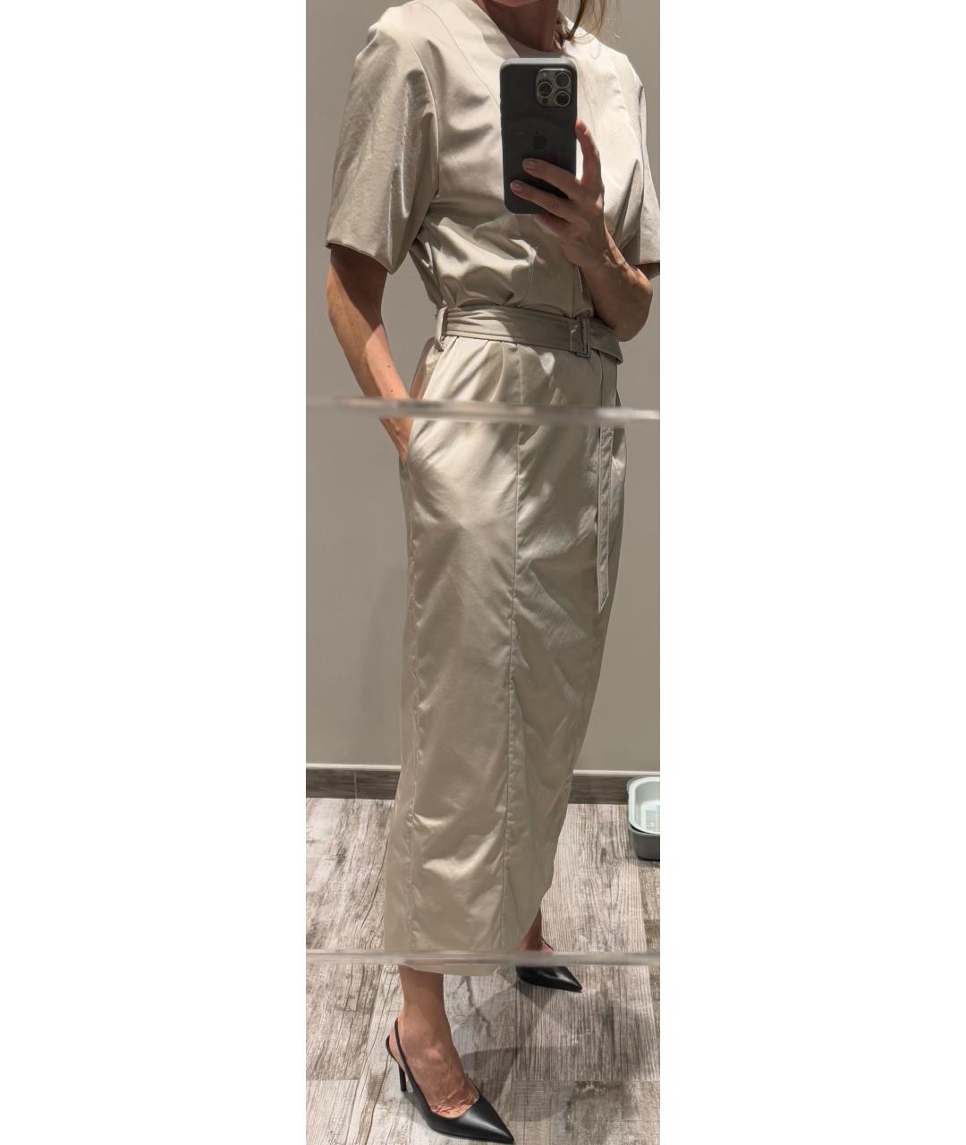 BRUNELLO CUCINELLI Бежевое полиэстеровое повседневное платье, фото 5