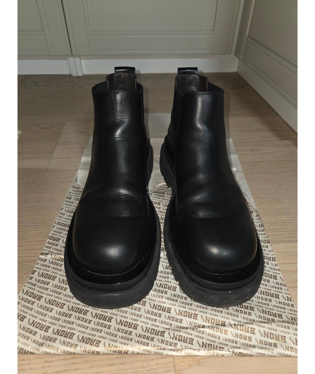 BOTTEGA VENETA Черные кожаные ботинки, фото 2