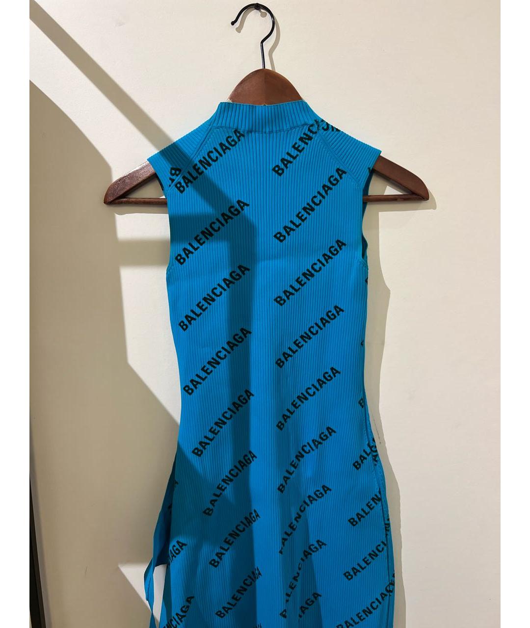 BALENCIAGA Бирюзовое полиамидовое коктейльное платье, фото 3