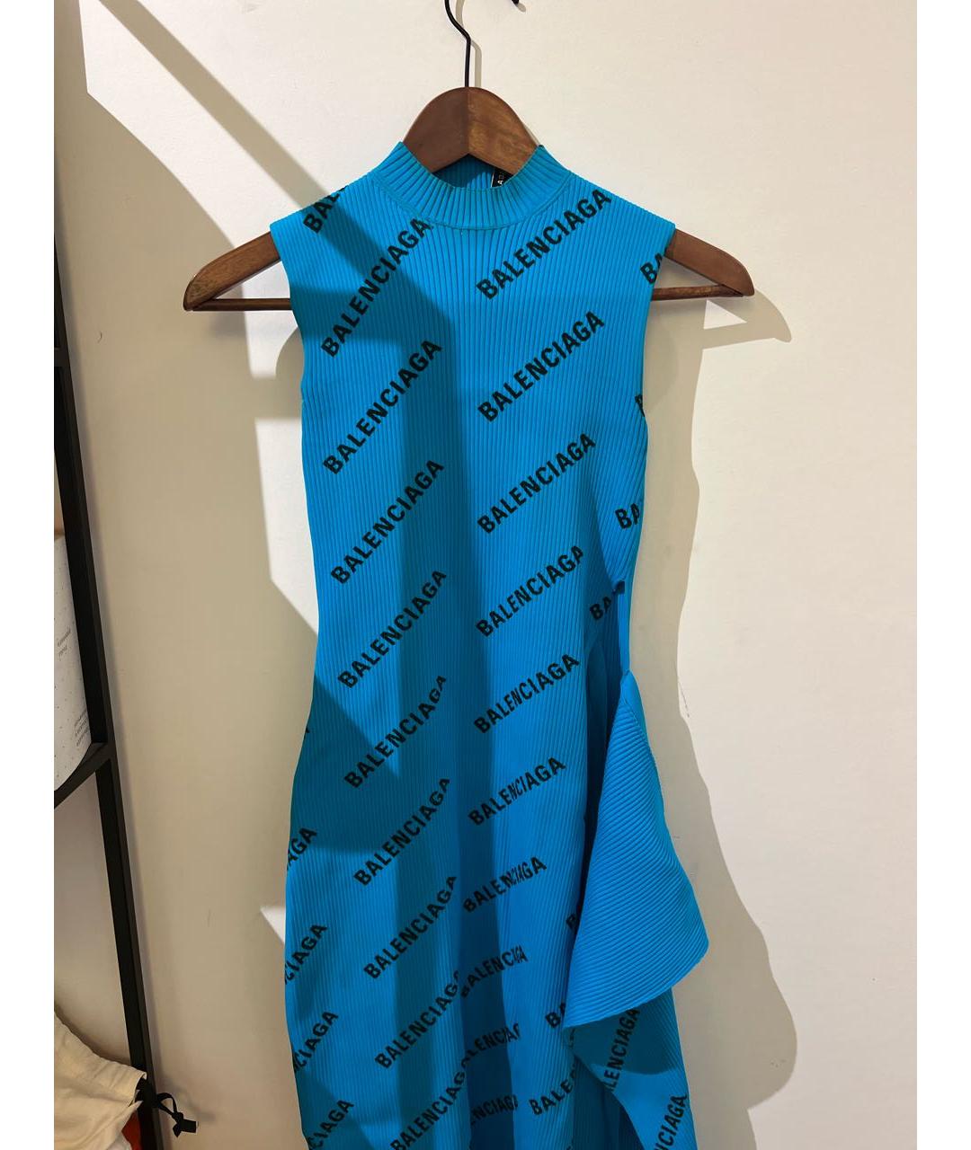 BALENCIAGA Бирюзовое полиамидовое коктейльное платье, фото 4