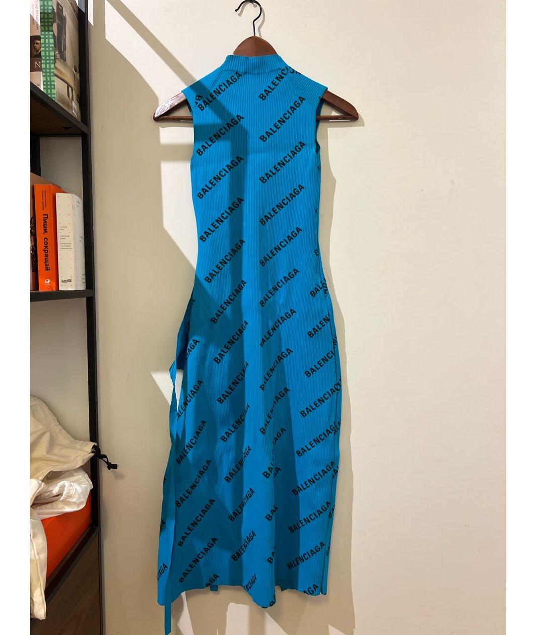 BALENCIAGA Бирюзовое полиамидовое коктейльное платье, фото 2