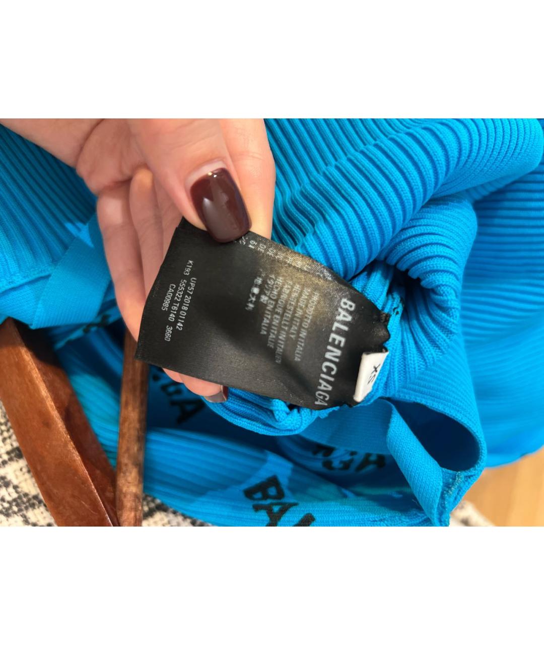 BALENCIAGA Бирюзовое полиамидовое коктейльное платье, фото 5