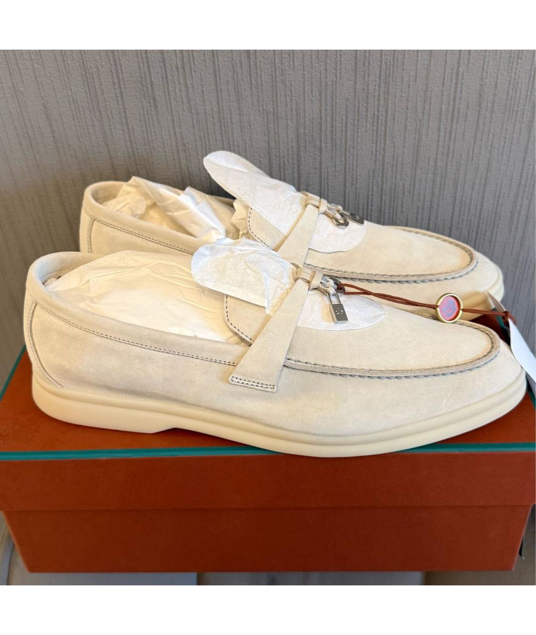 LORO PIANA Бежевые замшевые лоферы, фото 6