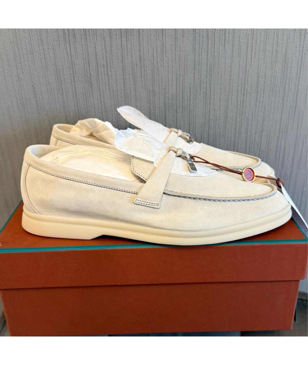 LORO PIANA Бежевые замшевые лоферы, фото 5