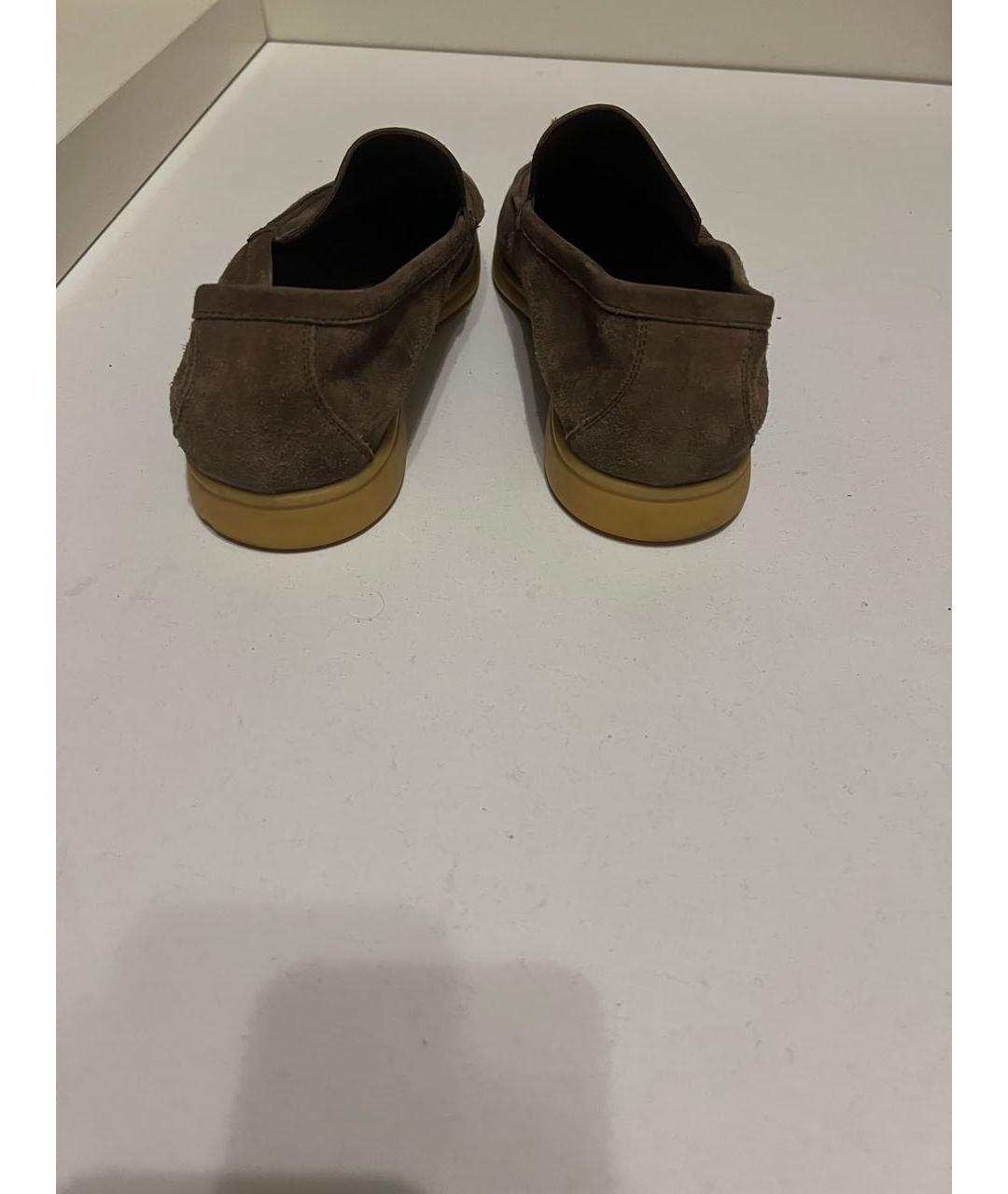 LORO PIANA Коричневые замшевые лоферы, фото 4