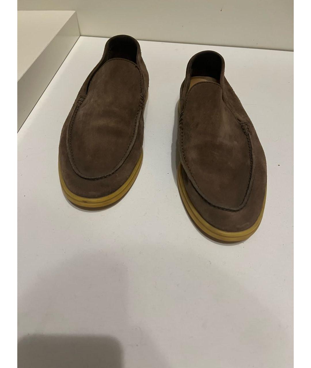 LORO PIANA Коричневые замшевые лоферы, фото 2