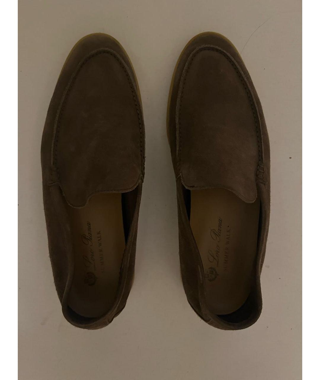LORO PIANA Коричневые замшевые лоферы, фото 3