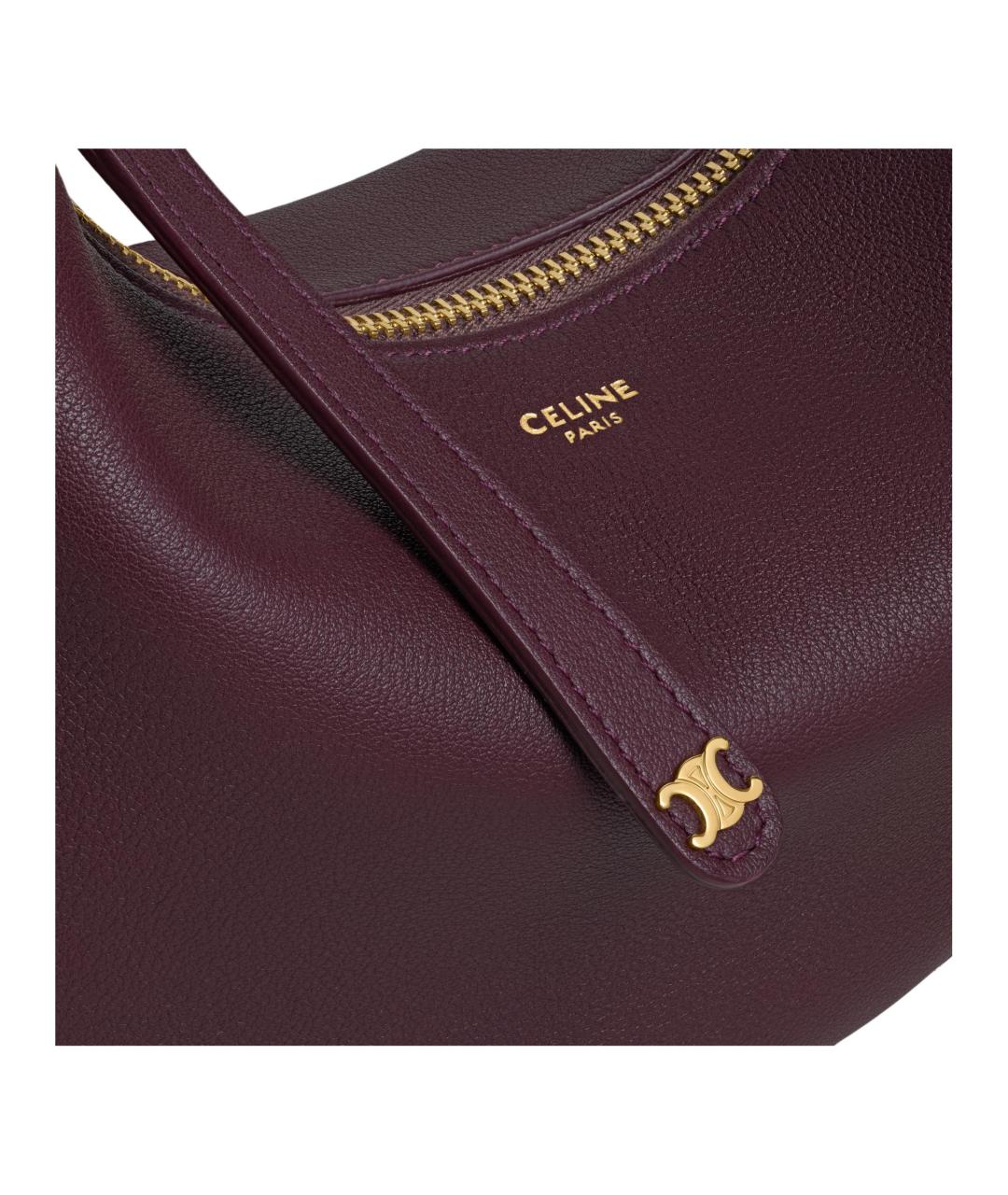 CELINE Бордовая кожаная сумка через плечо, фото 4