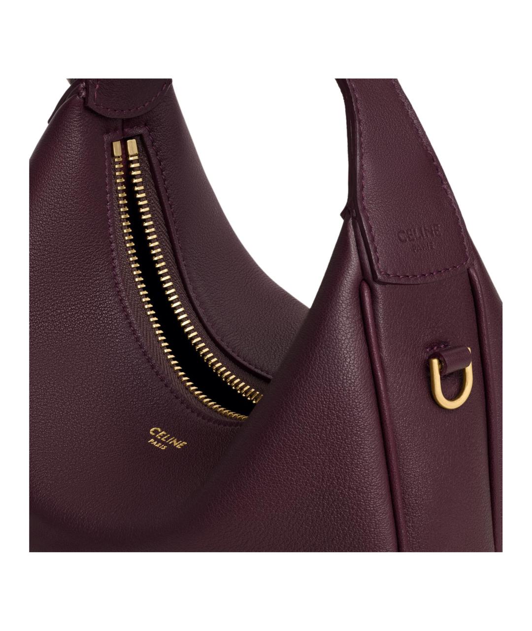 CELINE Бордовая кожаная сумка через плечо, фото 5