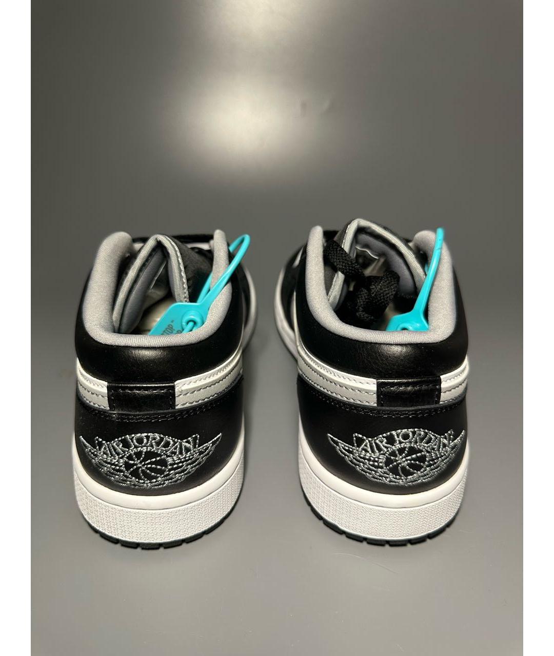 JORDAN Черные кожаные низкие кроссовки / кеды, фото 4