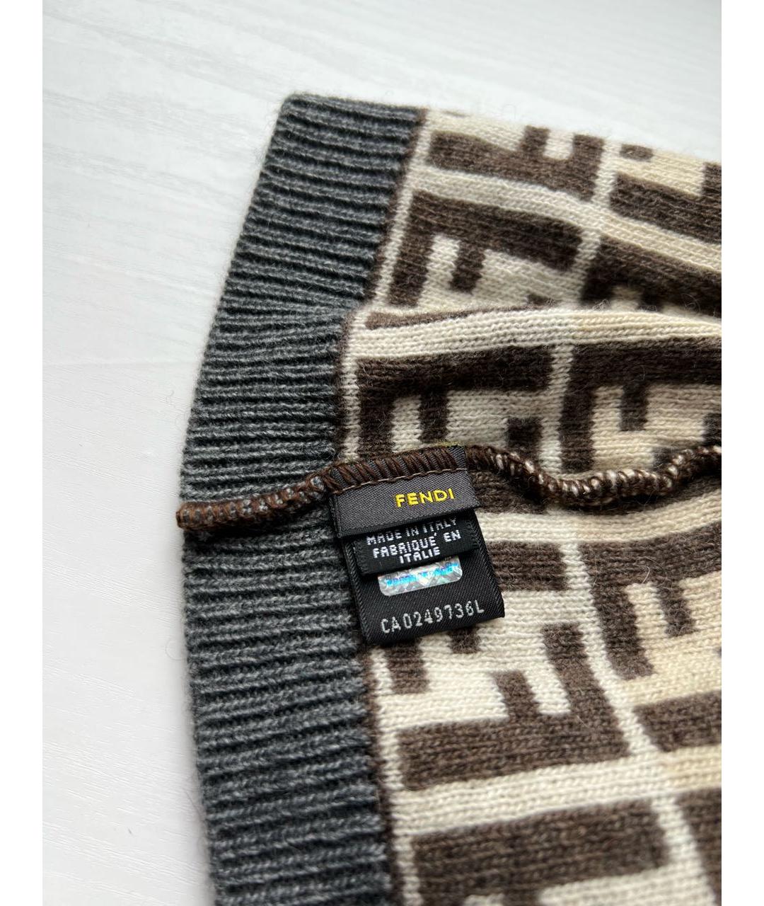 FENDI Коричневая кашемировая шапка, фото 4