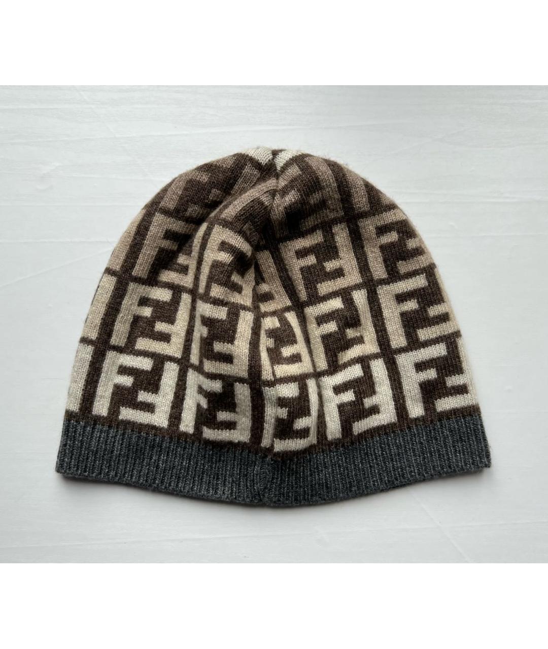 FENDI Коричневая кашемировая шапка, фото 2