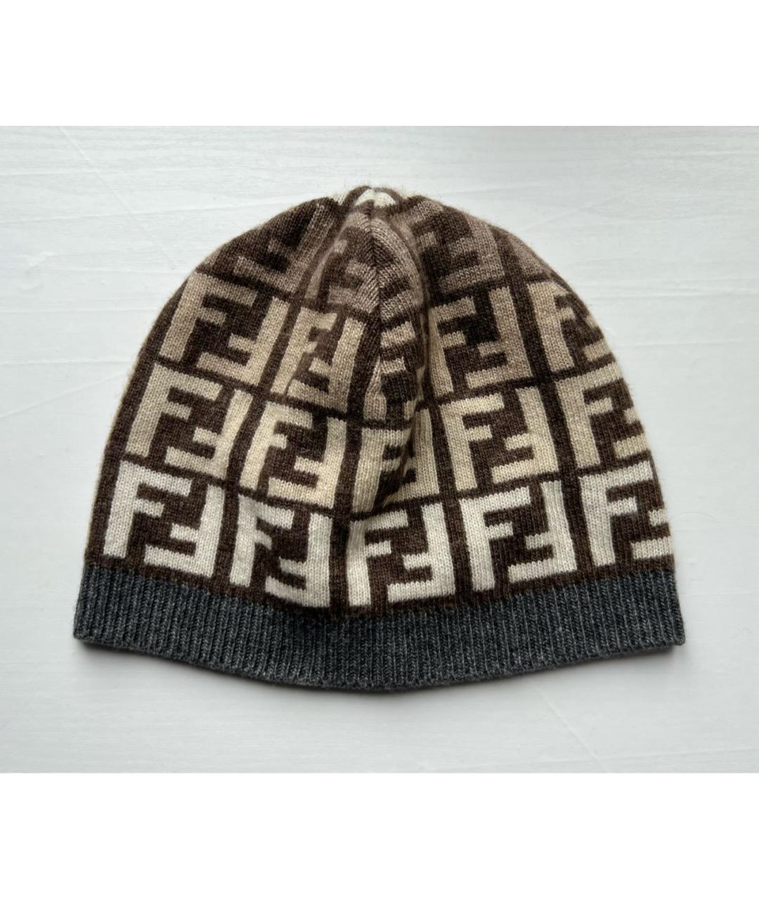 FENDI Коричневая кашемировая шапка, фото 8