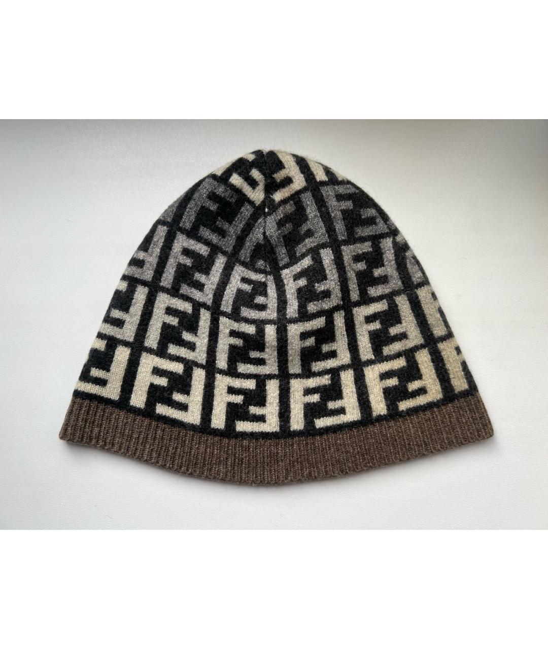 FENDI Коричневая кашемировая шапка, фото 3