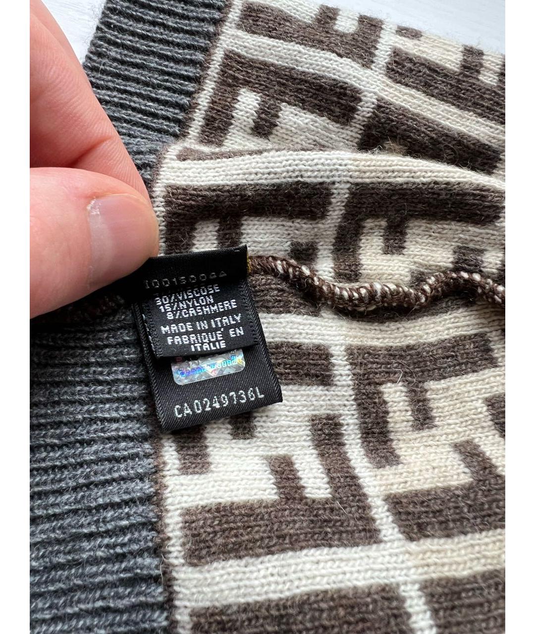 FENDI Коричневая кашемировая шапка, фото 5