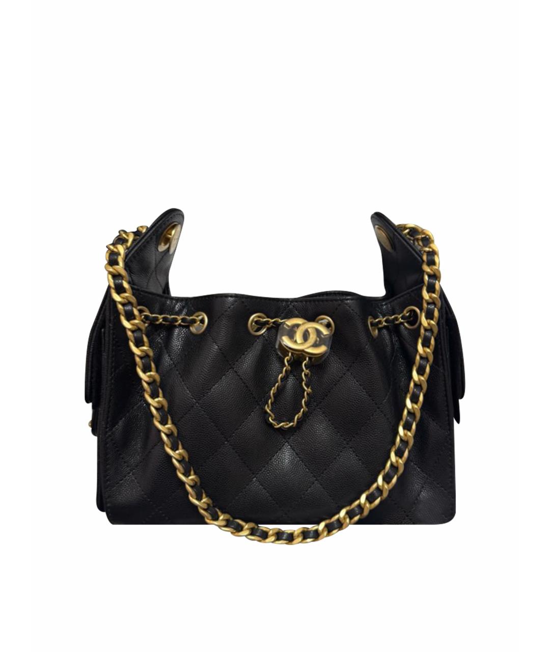 CHANEL Черная кожаная сумка с короткими ручками, фото 1