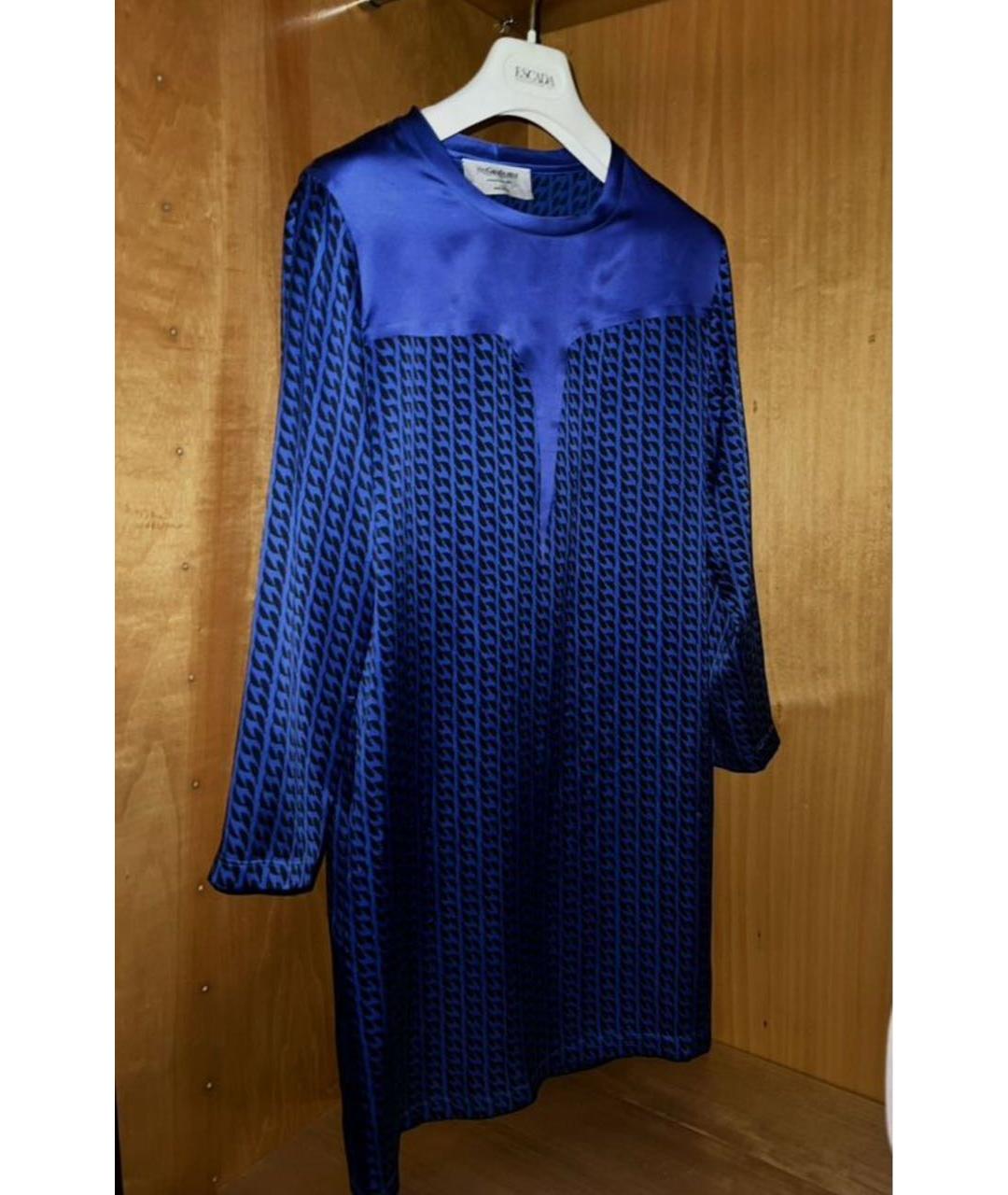 SAINT LAURENT Синее шелковое повседневное платье, фото 5