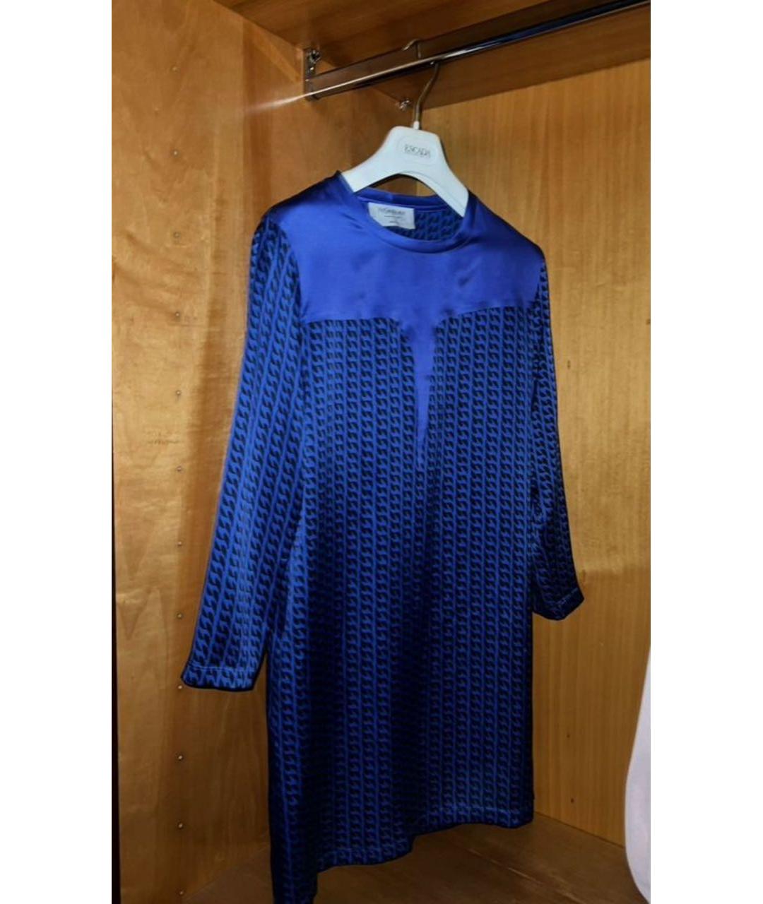 SAINT LAURENT Синее шелковое повседневное платье, фото 2