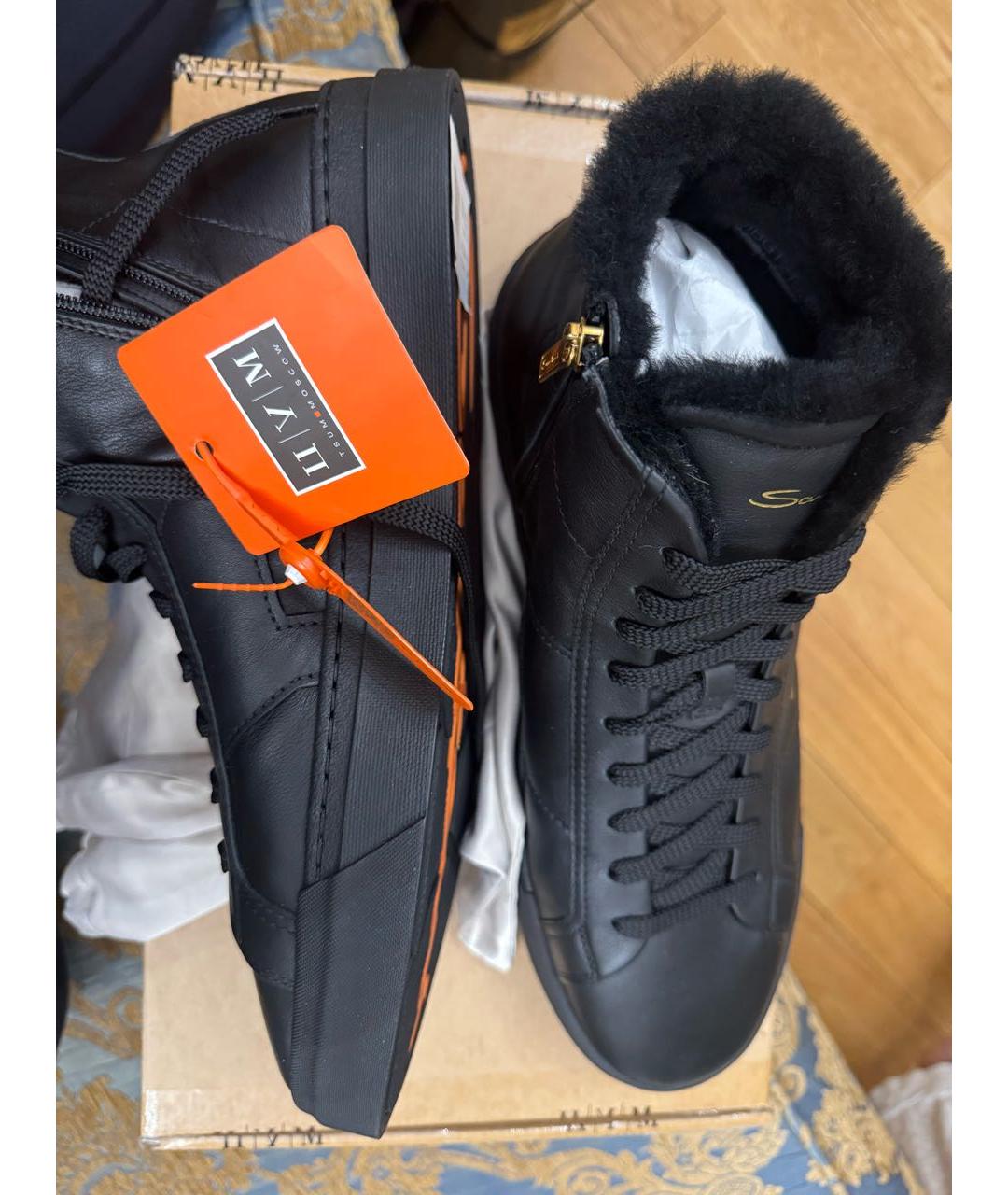 SANTONI Черные кожаные высокие ботинки, фото 3