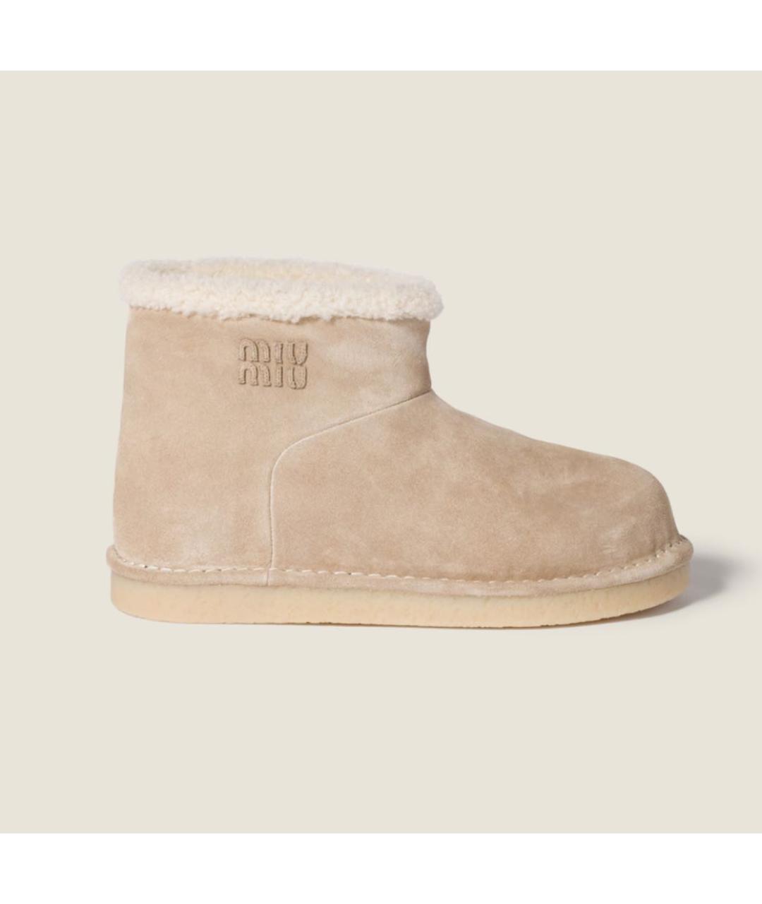 MIU MIU Бежевые замшевые ботинки, фото 4