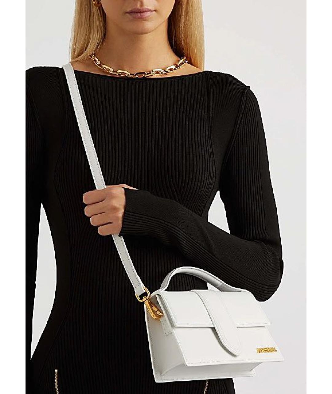 JACQUEMUS Белая кожаная сумка через плечо, фото 5